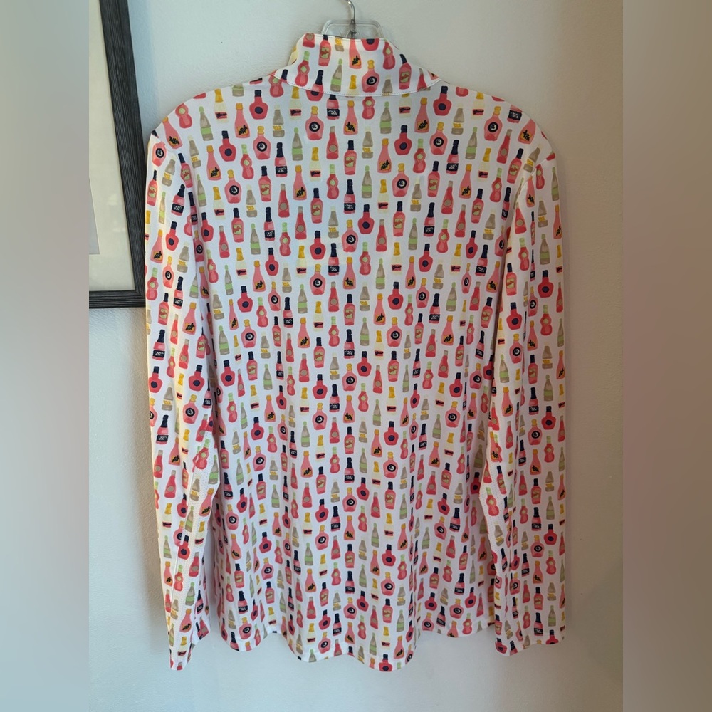 NWT SanSoleil Vineyard Wine Bottle Print Solcool 1/4 Zip Pullover Top - Picture 4 of 9
